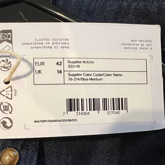 Paris Atelier & Other Stories Blue & Denim Mini Shirt Dress Size 10. NWT - Picture 6 of 10